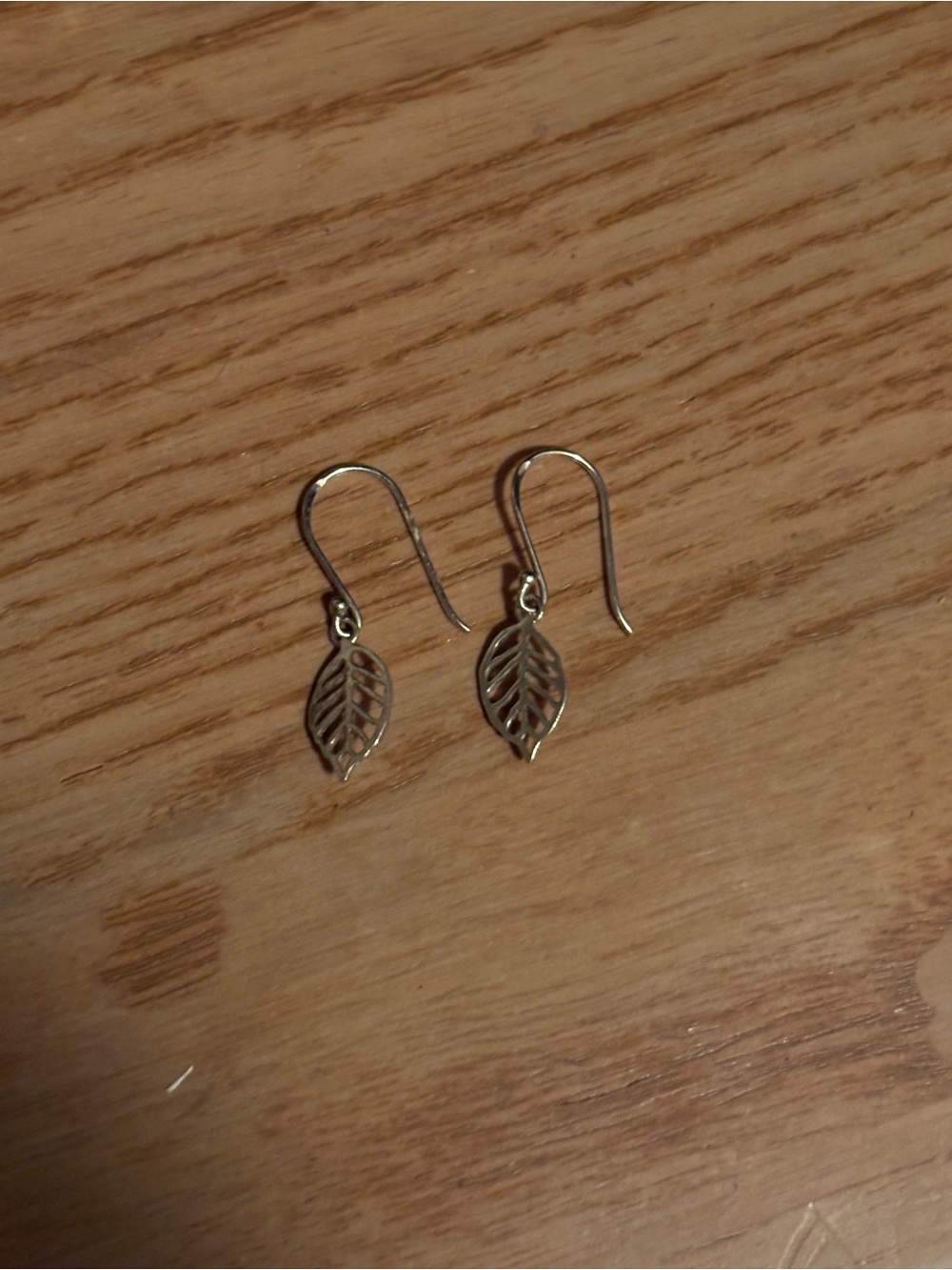 Delicate Silver Leaf Drop Earrings - Sterling Silver Women's Jewelry